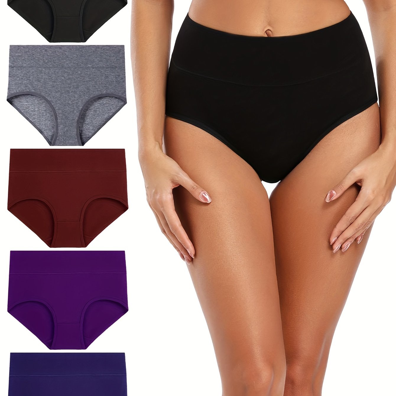 5pcs Seamless Solid Briefs