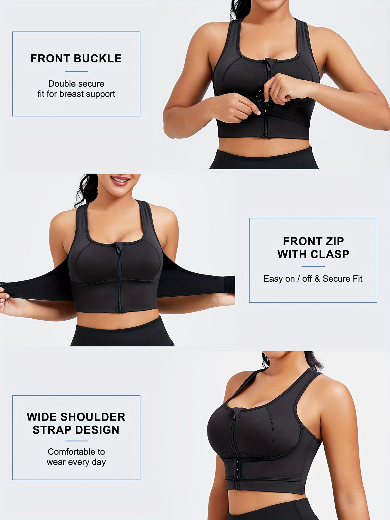 Women's Mid-Level Support Sports Bra - Outdoor Hiking, Yoga, Breathable Polyester