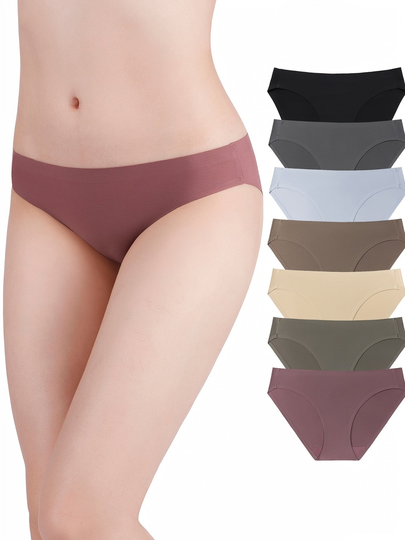 7 braguitas de bikini de colores variados para mujer: ropa interior elástica suave, transpirable y cómoda.