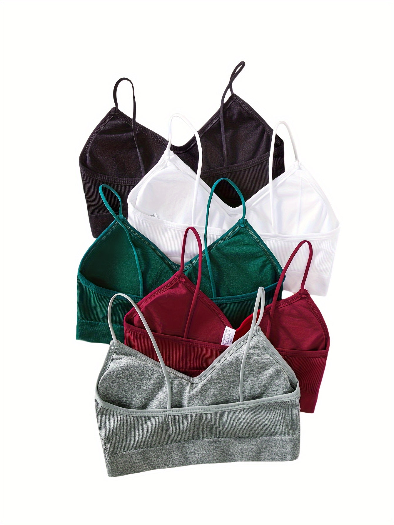 10 Pcs Women's Seamless Solid Bra & Panties Lingerie Set - Simple V Neck Bra & Elastic Panties