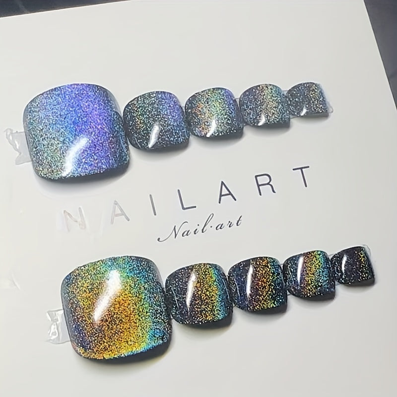 Rainbow Cat Eye Colorful Wearable Toe Nails