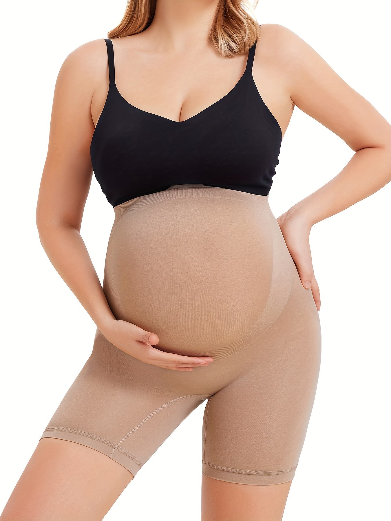 Medium Stretchy Women's Maternity Solid Underwear Boxer Briefs - Comfort for Pregnant Women