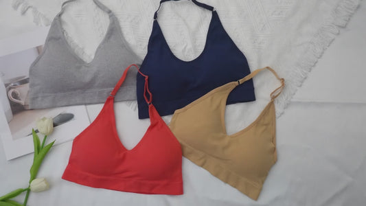 1-Pack Women's Seamless Sports Bra: Halter Neck, Removable Pads, Yoga Wear