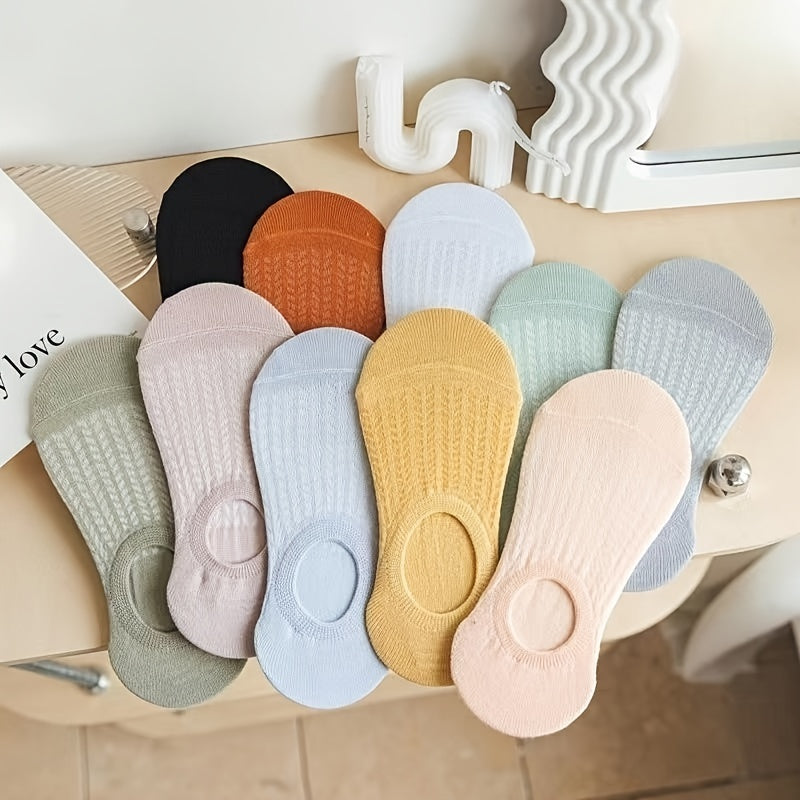 10 Pairs Simple No Show Socks, Soft & Lightweight Low Cut Ankle Socks, Women's Stockings & Hosiery