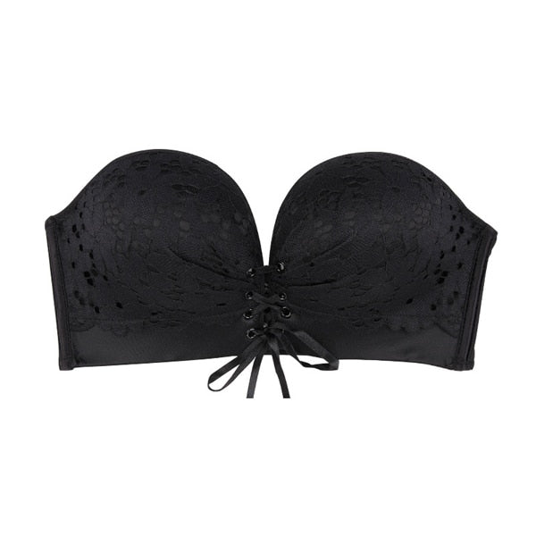 Lace Women Strapless Wireless Super Push Up Bra for Small Breasts - Invisible Backless Seamless Bralette