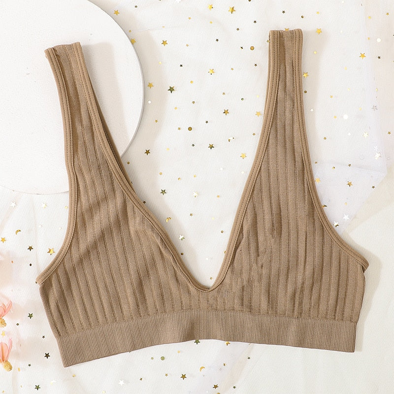 Seamless Sports Bras for Women - Plunge, Deep V, Sexy Backless Bralette Underwear