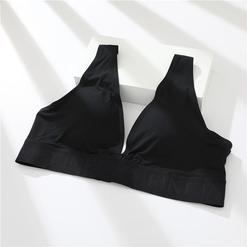 FINETOO Women's Plus Size V-Neck Cropped Bra - Sexy Lingerie & Push Up Active Bras