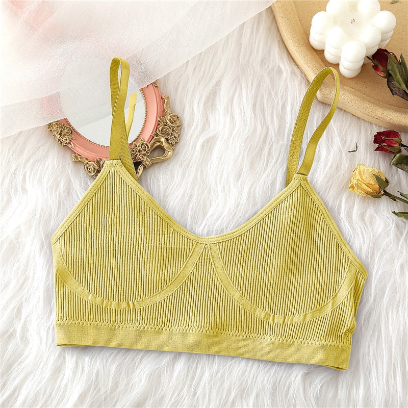 Seamless Tank Top and Panty Set for Women - Soft Bralette Lingerie with Wireless Crop Top and Low-rise Underpants