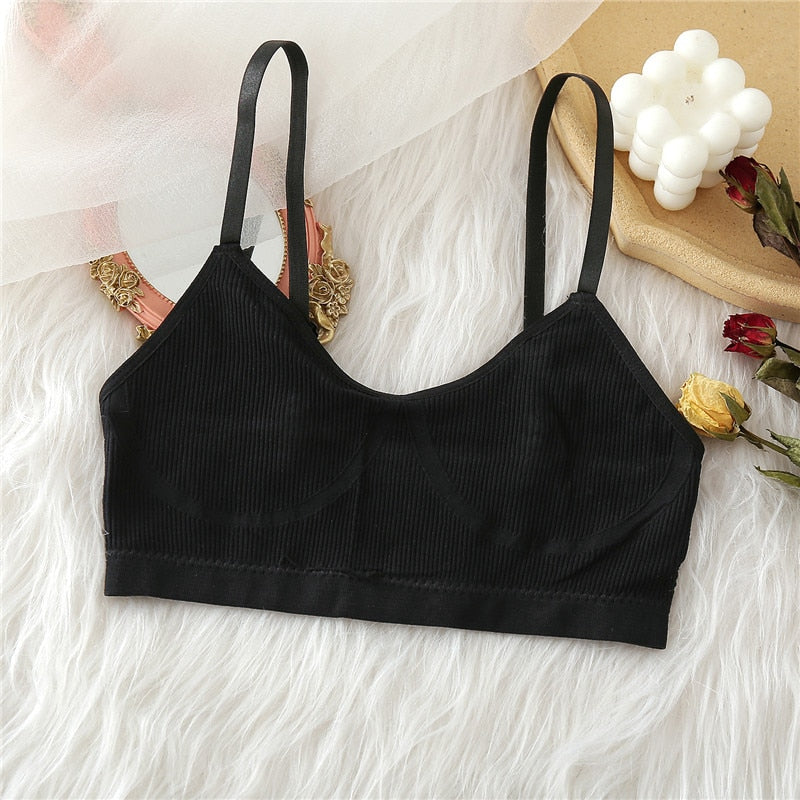 Seamless Tank Top and Panty Set for Women - Soft Bralette Lingerie with Wireless Crop Top and Low-rise Underpants