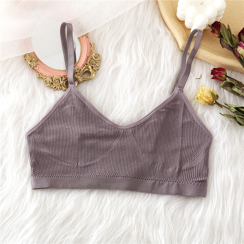 Seamless Tank Top and Panty Set for Women - Soft Bralette Lingerie with Wireless Crop Top and Low-rise Underpants