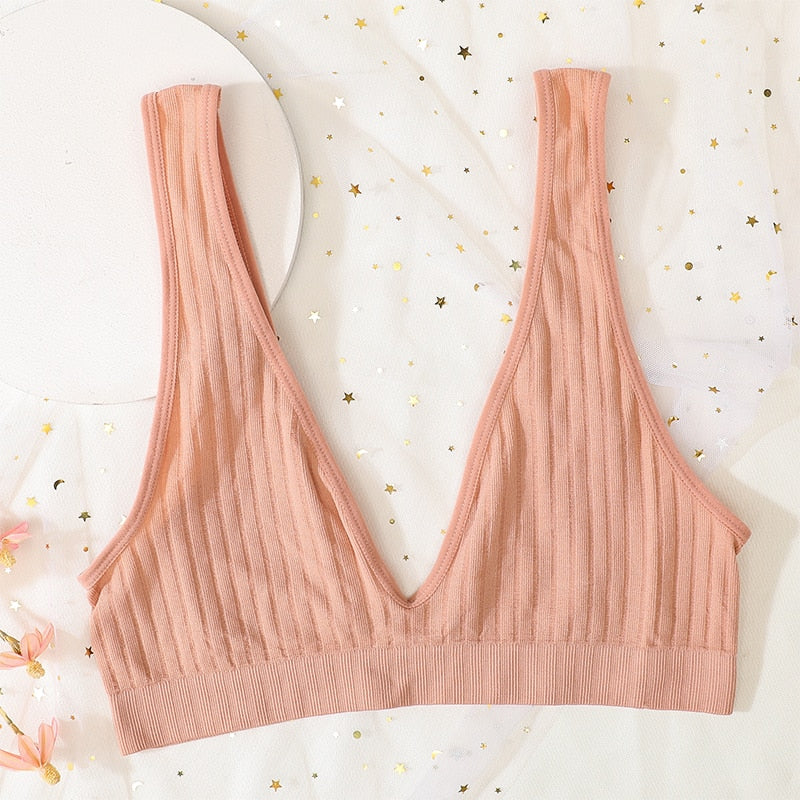 Seamless Sports Bras for Women - Plunge, Deep V, Sexy Backless Bralette Underwear
