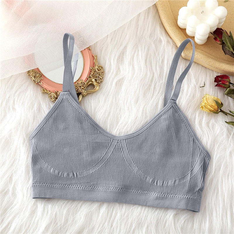 Seamless Tank Top and Panty Set for Women - Soft Bralette Lingerie with Wireless Crop Top and Low-rise Underpants