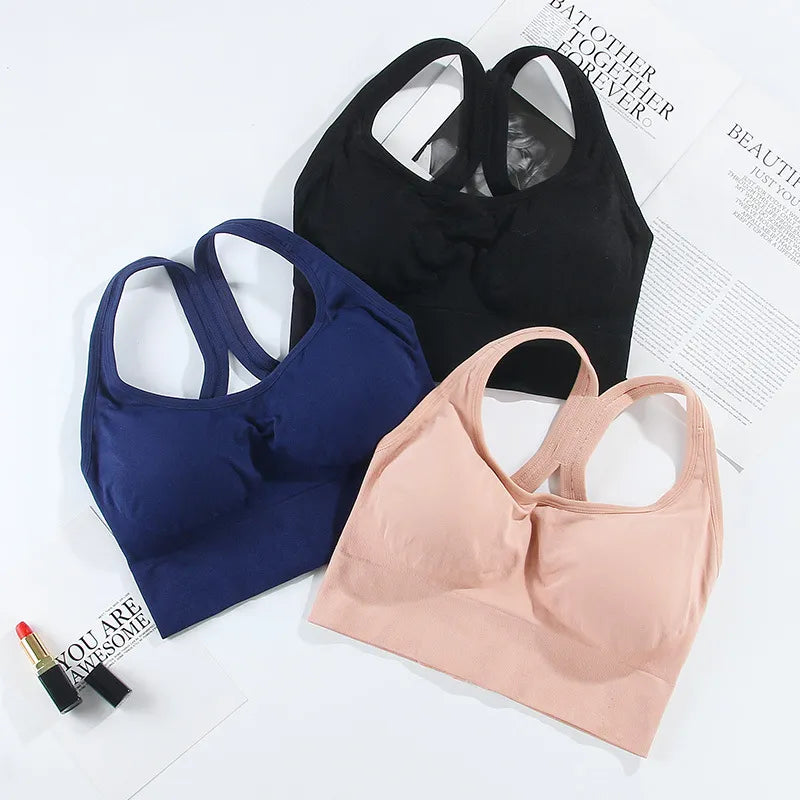 Solid Color Sexy Push Up Sports Bra - Wirefree, Padded, Breathable for Gym, Yoga & Workout