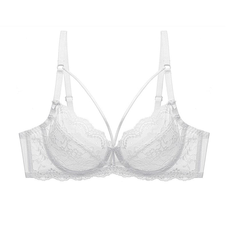 Sexy Lace Plus Size E Cup Bra for Summer - Unlined Underwire Strappy Style, Transparent