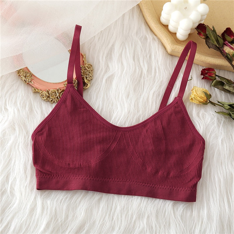 Seamless Tank Top and Panty Set for Women - Soft Bralette Lingerie with Wireless Crop Top and Low-rise Underpants