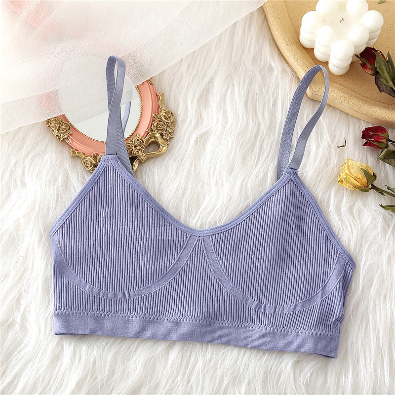 Seamless Tank Top and Panty Set for Women - Soft Bralette Lingerie with Wireless Crop Top and Low-rise Underpants