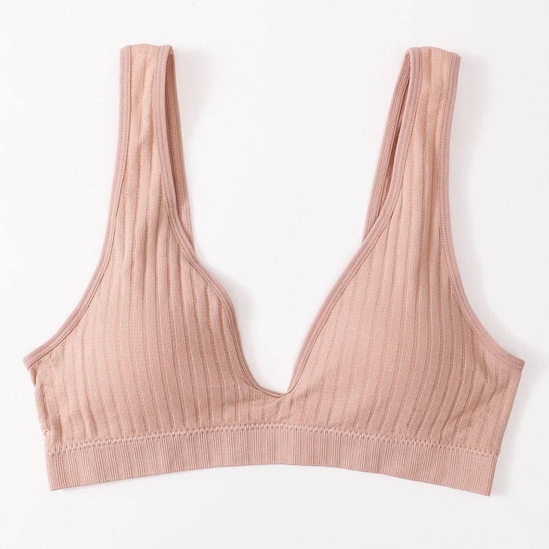 Seamless Sports Bras for Women - Plunge, Deep V, Sexy Backless Bralette Underwear