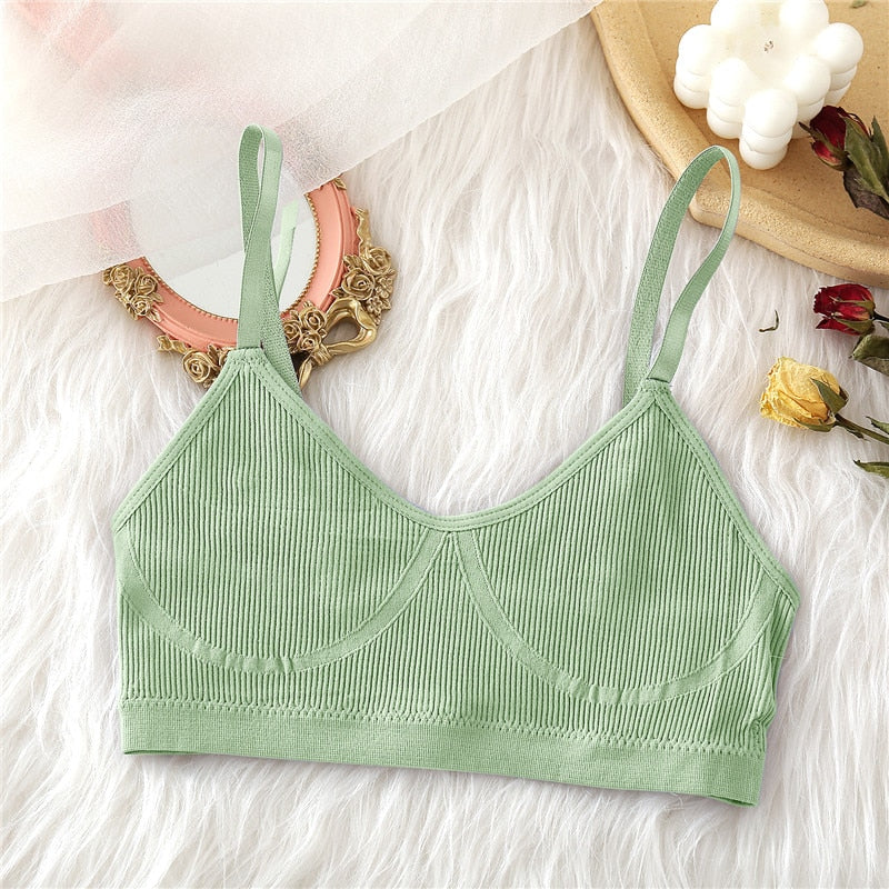 Seamless Tank Top and Panty Set for Women - Soft Bralette Lingerie with Wireless Crop Top and Low-rise Underpants