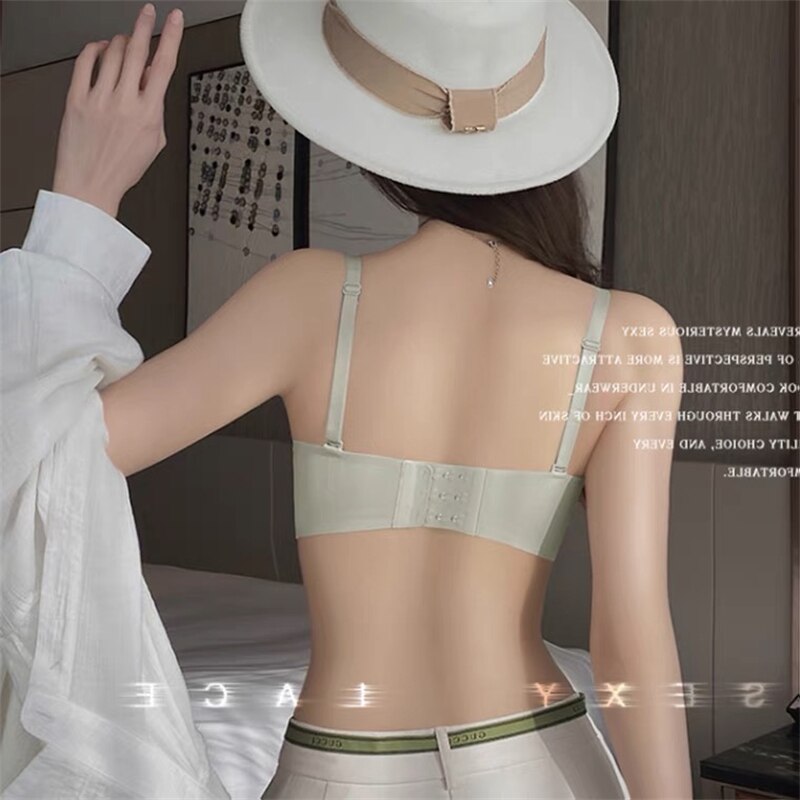 Non-trace Women's Non-steel Ring Bra for Small Chest - Gathered Support, Anti-sagging, Detachable Strap