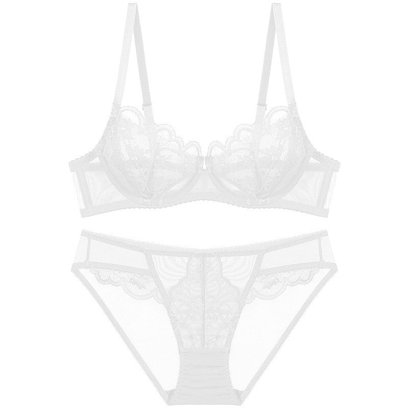 Logirlve Ultrathin Cup Push-up Bra Set with Embroidery, Gather, Lace - Plus Size Lingerie