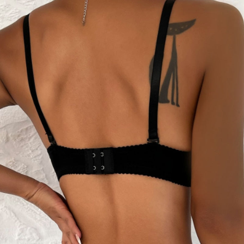 Heißer Halbschalen-Dünnunterwäsche-Kleiner BH Übergröße Verstellbarer Schnür-Push-Up-BH für Damen BCD Übergröße Verstellbarer Spitzen-BH