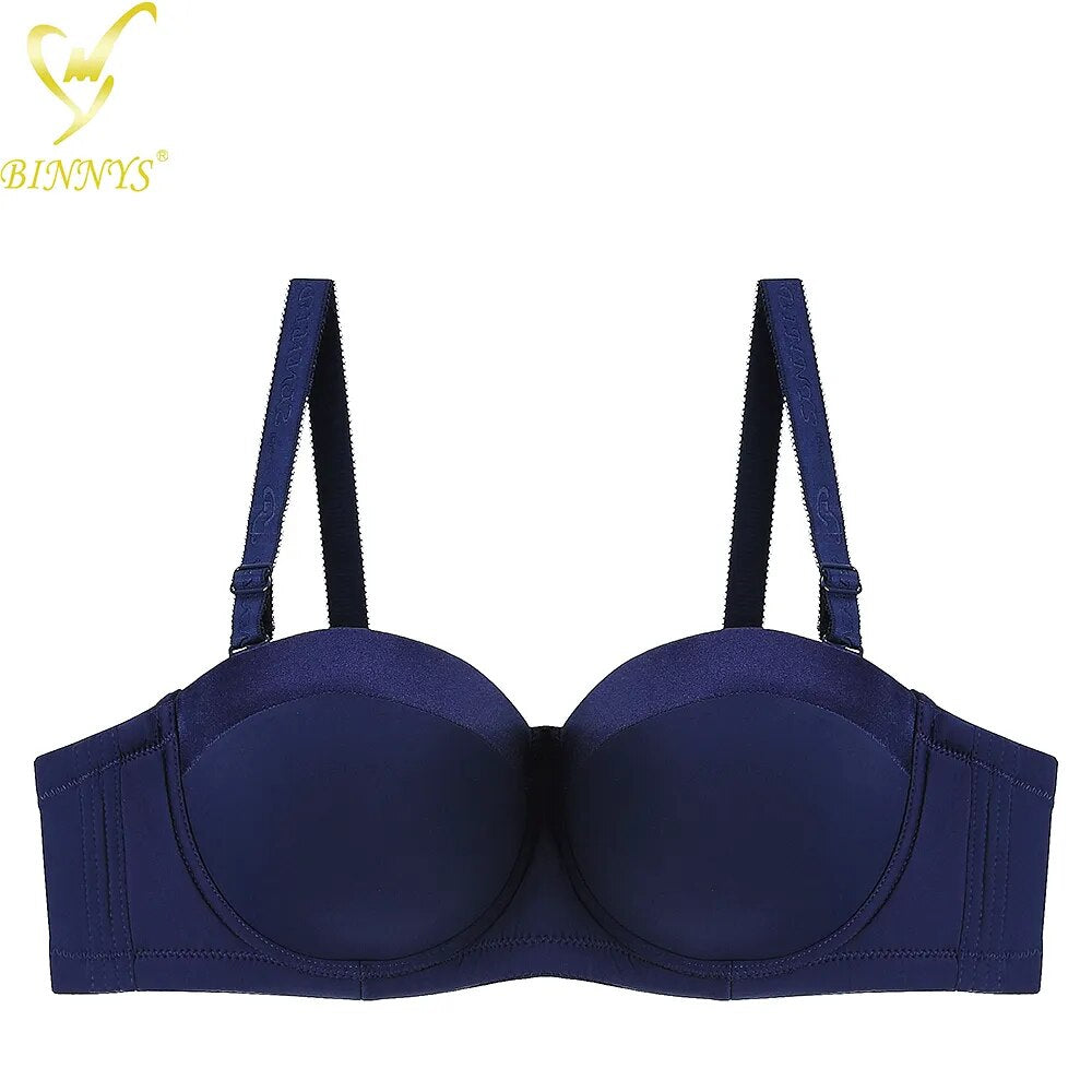 BINNYS Women's Bras 38c Sexy Strapless C Cup Ladies Underwear Silicone 38c Half Cup High Quality Lingerie Underwire