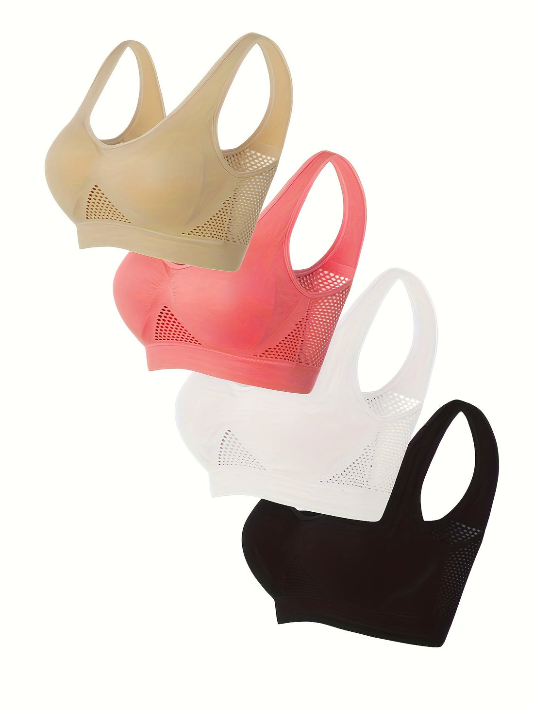 Plus Size Seamless Lingerie Sports Bra 4-Pack – Medium Support