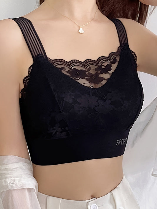 28d: Elegant Lace Wireless Sports Bra
