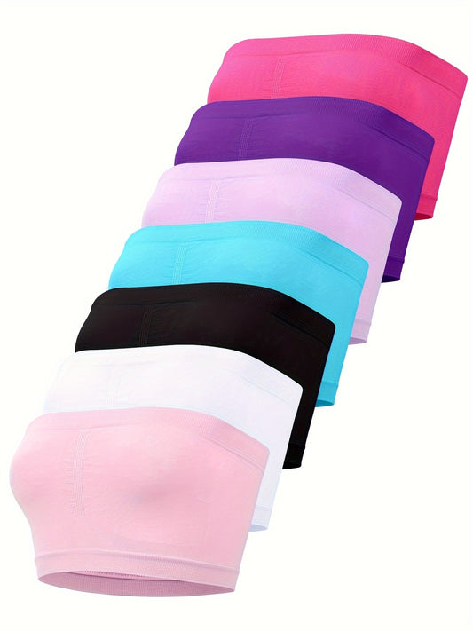 34c: Seamless Bandeau Tube Top Bra 7-Pack