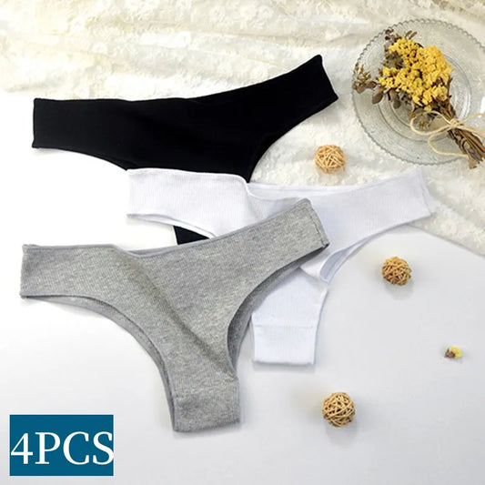 4-Pack Ribbed Thongs: Comfortable Seamless Lingerie Under $10