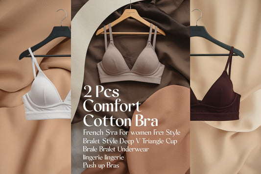 🍂 2024 Fall Comfort: 2 PCS Cotton Bra for Women – French Style Elegance