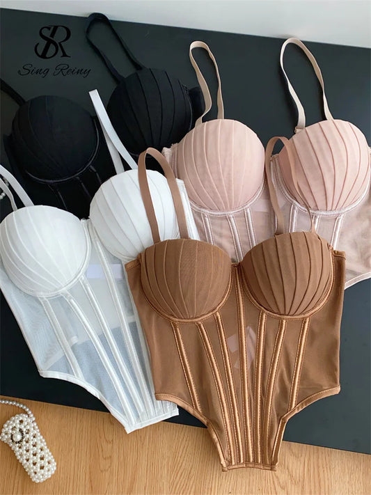 Corset Lingerie: Vintage Style Sheer Mesh Camisole