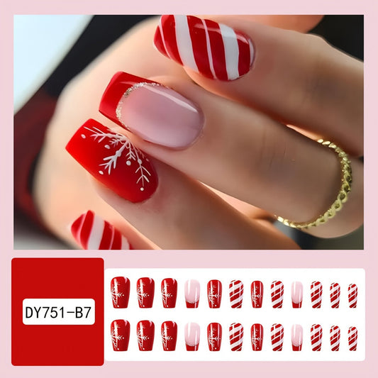 24pcs Christmas Nail Art Set – Festive Press-On Nails for the Holiday Season