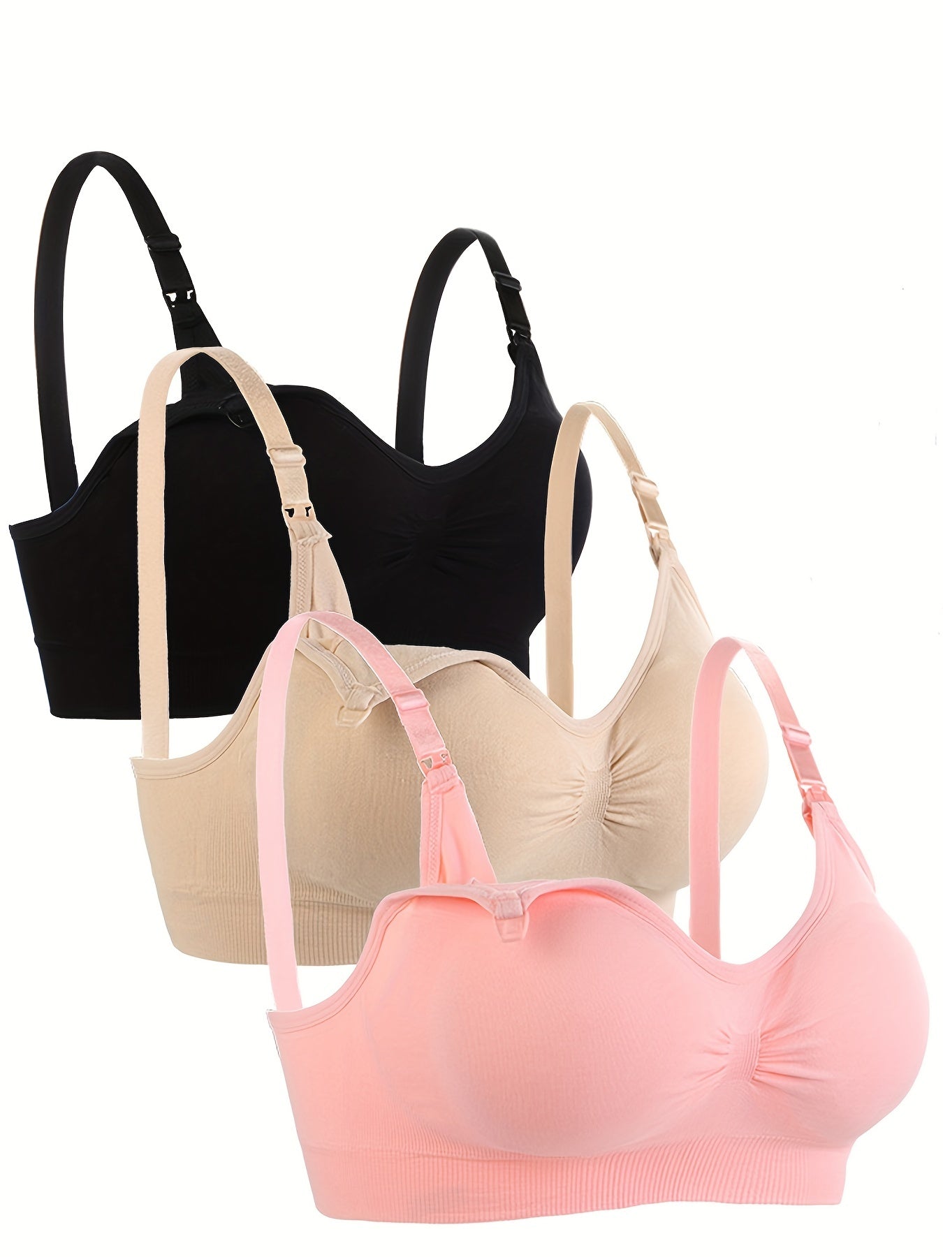 3 Sets Clip Down Maternity Bras - Comfy Full Coverage Wireless Breastfeeding Bra for Women