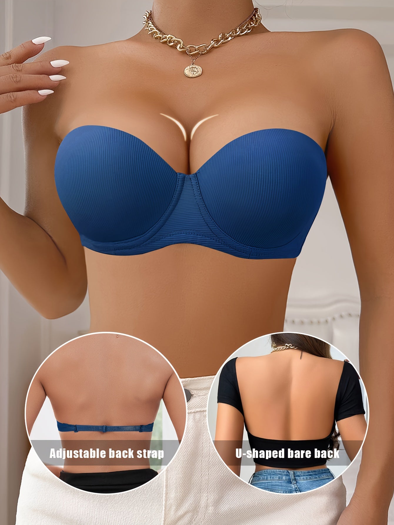 Women's Half Cup Solid Underwire Strapless Push-Up Bra - Comfy Lingerie
