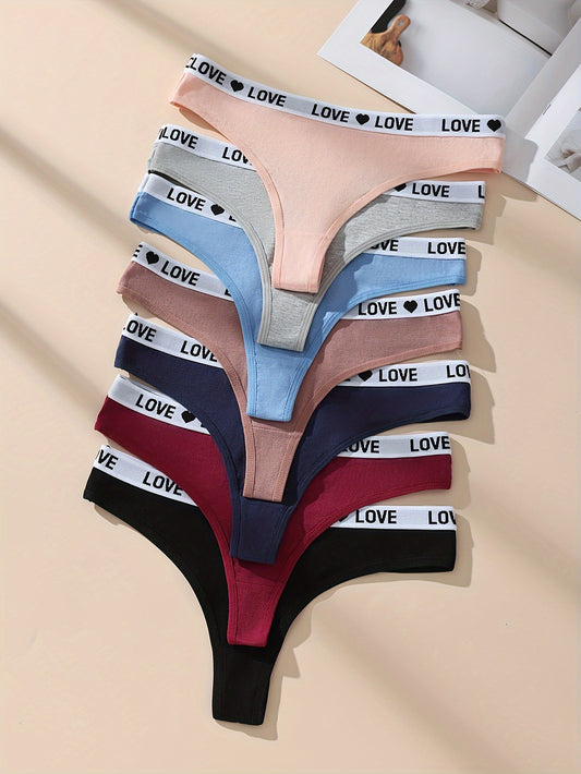 7pcs set of letter printed Women's underwear, comfortable and breathable stretch underwear, heart LOVE underwear