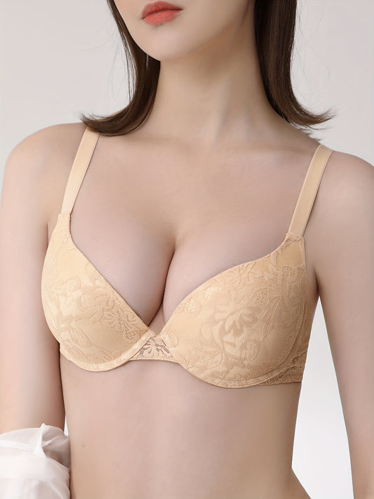Push-Up-Bügel-BH mit floraler Spitze für Damen in Übergröße – hervorragender Halt