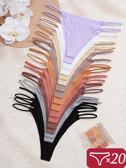 20Pcs Women SeamlessThong Set G-String Sexy Low-Waist Thongs Bikini Panties Soft and Comfortable