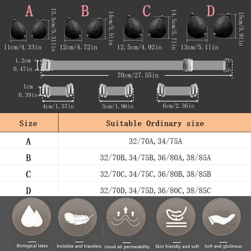 Selbstklebende Spitzen-BHs ohne Bügel – Elegante IdeaCCSZ-BHs für Bademode, Hochzeiten und Abendkleider