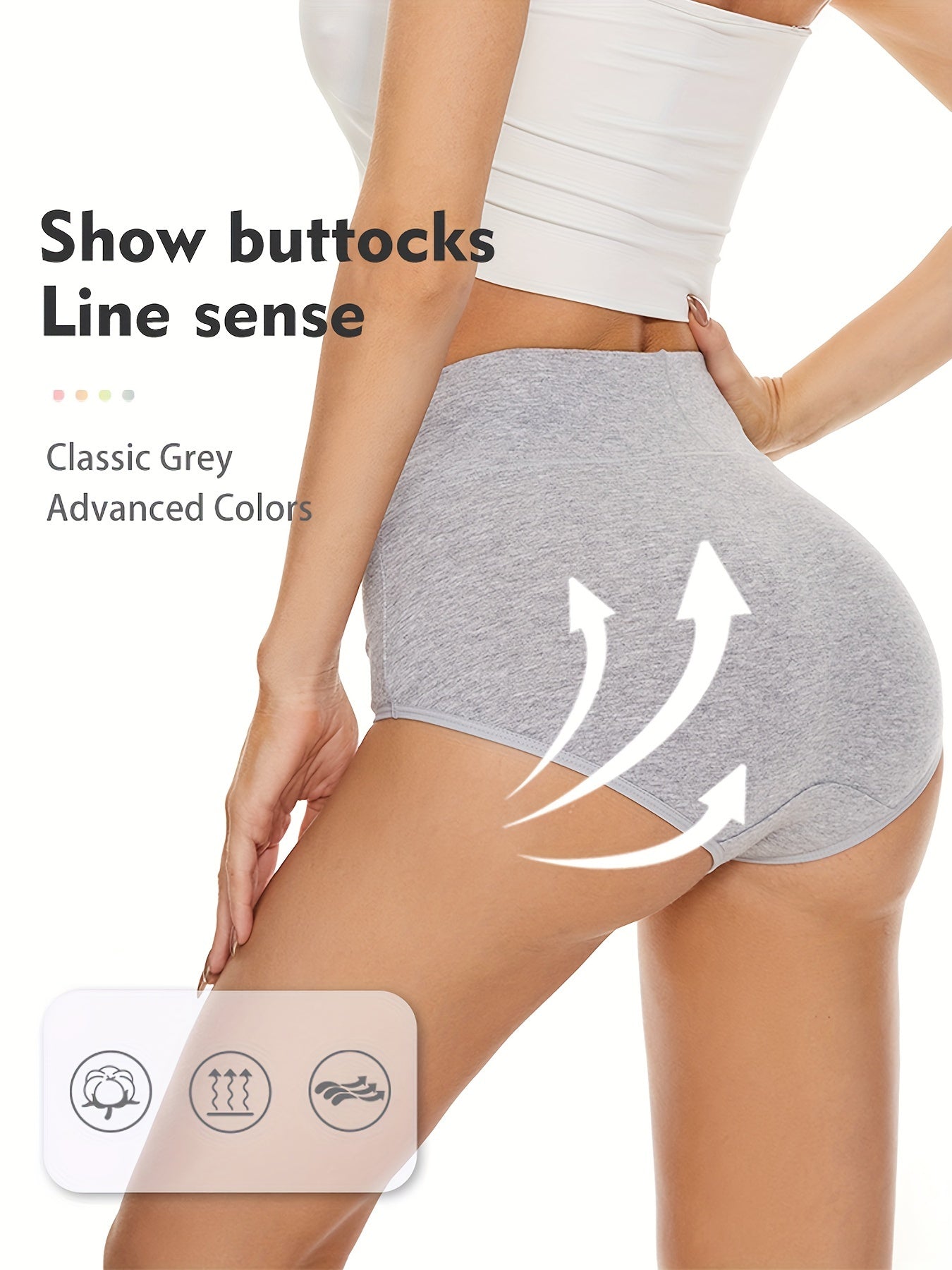 4-teiliges Damen-Höschenset in Übergröße – einfarbig, elastischer Bund, hohe Taille und atmungsaktive Unterwäsche