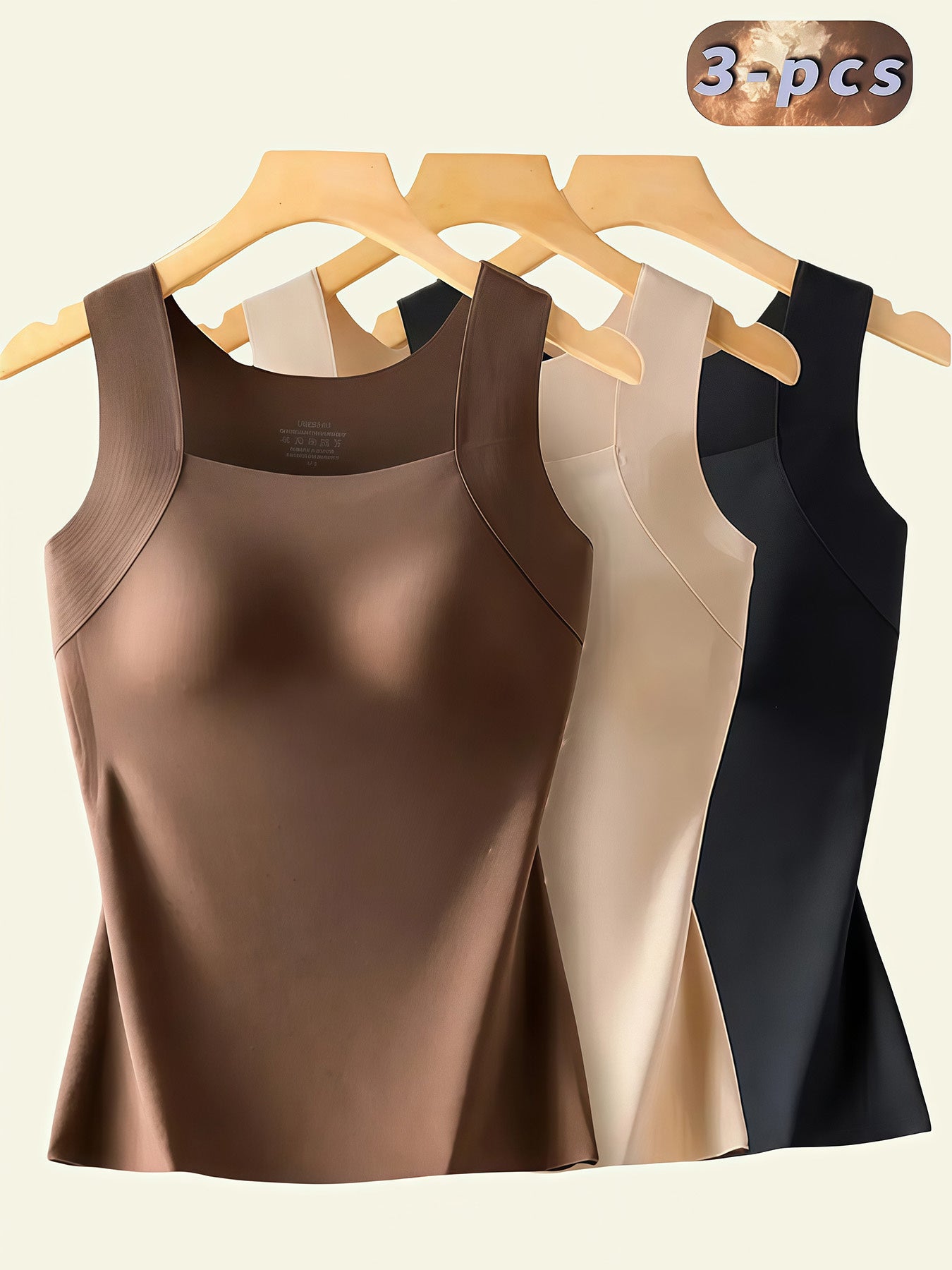 3PCS Seamless Vest Top with Built-In Bra - Removable Padding