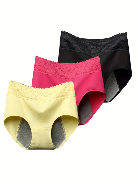 Ropa interior femenina para la incontinencia y la menstruación: alta absorción, a prueba de fugas, paquete de 3 - Algodón para flujo abundante y posparto