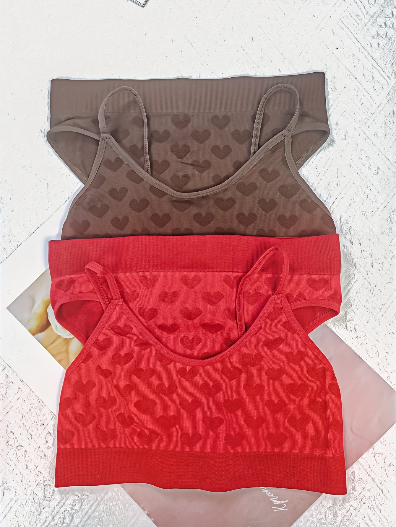 2 Sets Heart Pattern Bra & Panty, Hot Seamless Bra & Briefs Lingerie Set, Women's Lingerie & Underwear - Irene's Secret