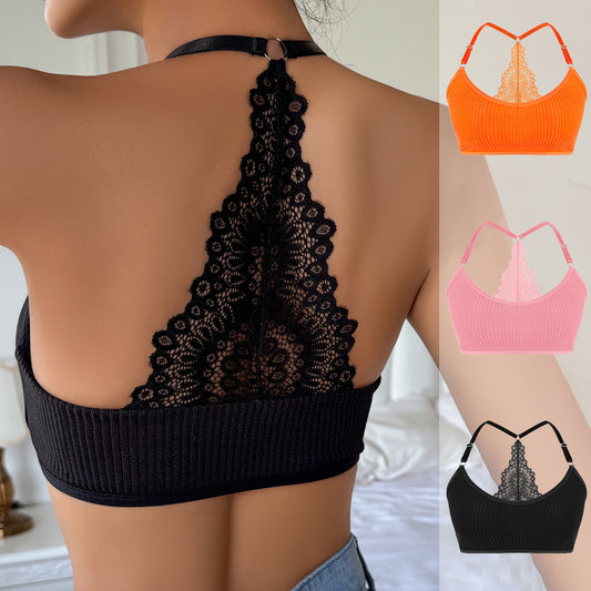 Women's Lace Vest Bra: Lift & Side Support, Adjustable Straps