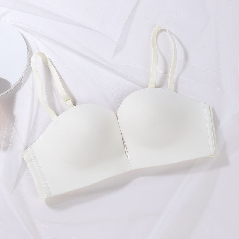 Wireless Push-Up Bra: Half Cup, Adjustable Straps & Side Support