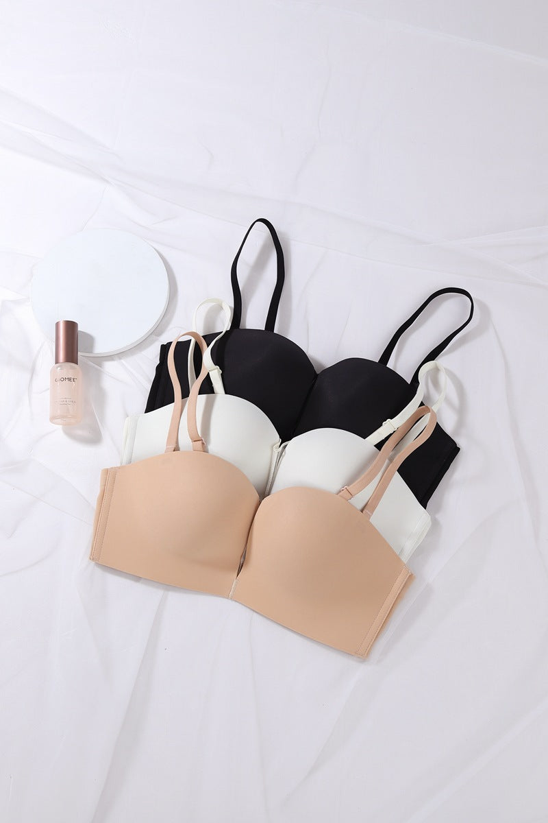 Wireless Push-Up Bra: Half Cup, Adjustable Straps & Side Support