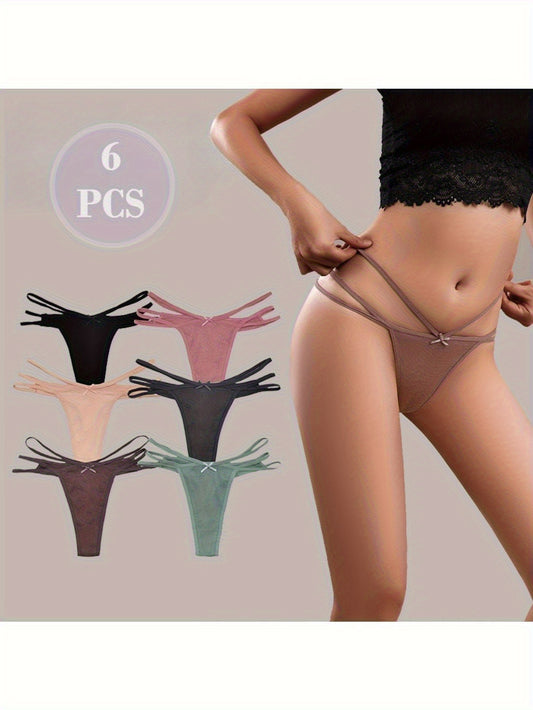 6-Pack Women's Low-Rise Cotton G-Strings: Seamless, Textured Ribbed & Ultra-Soft