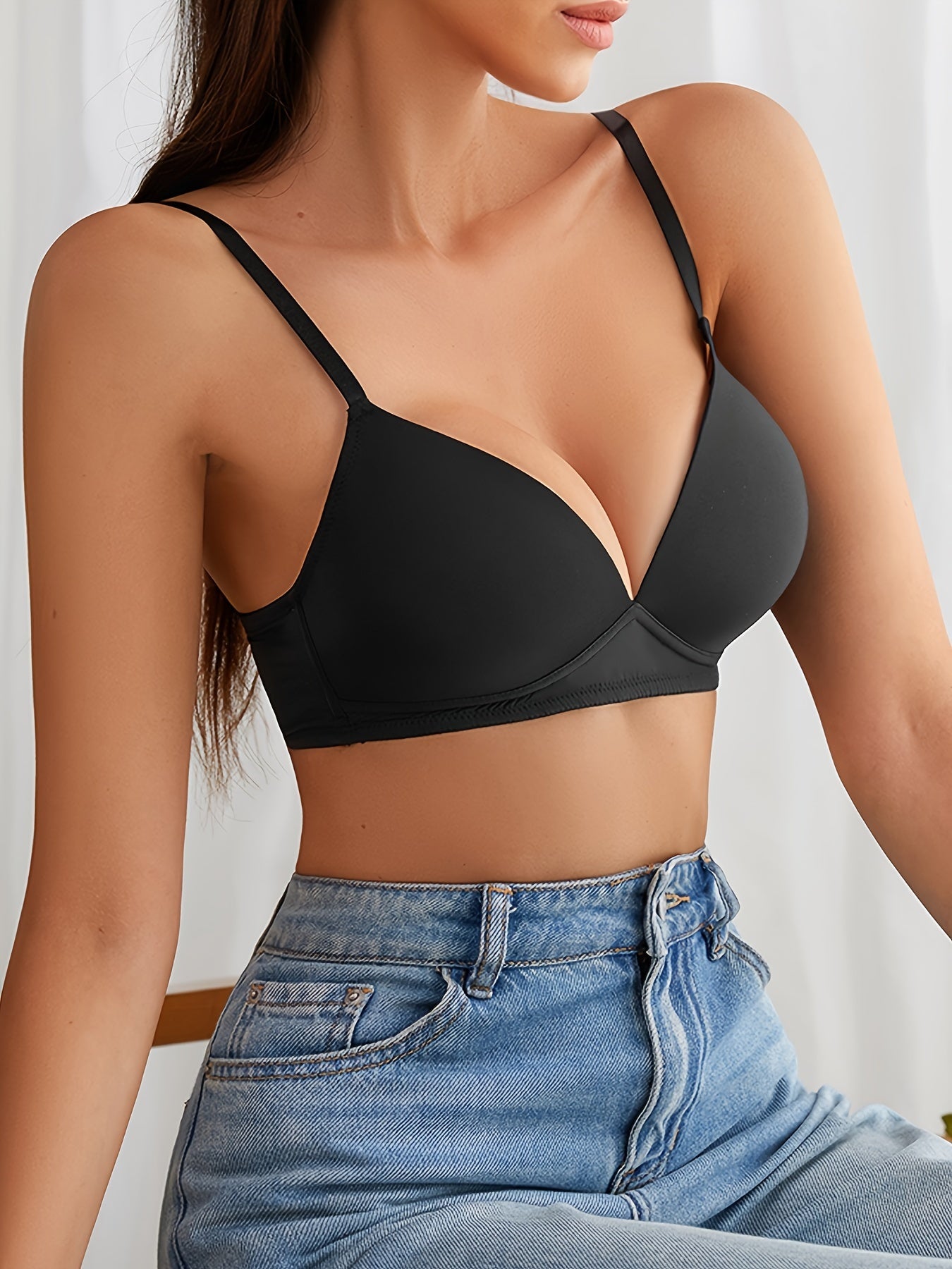 Sujetador tipo bralette para mujer: push up cómodo y sin costuras