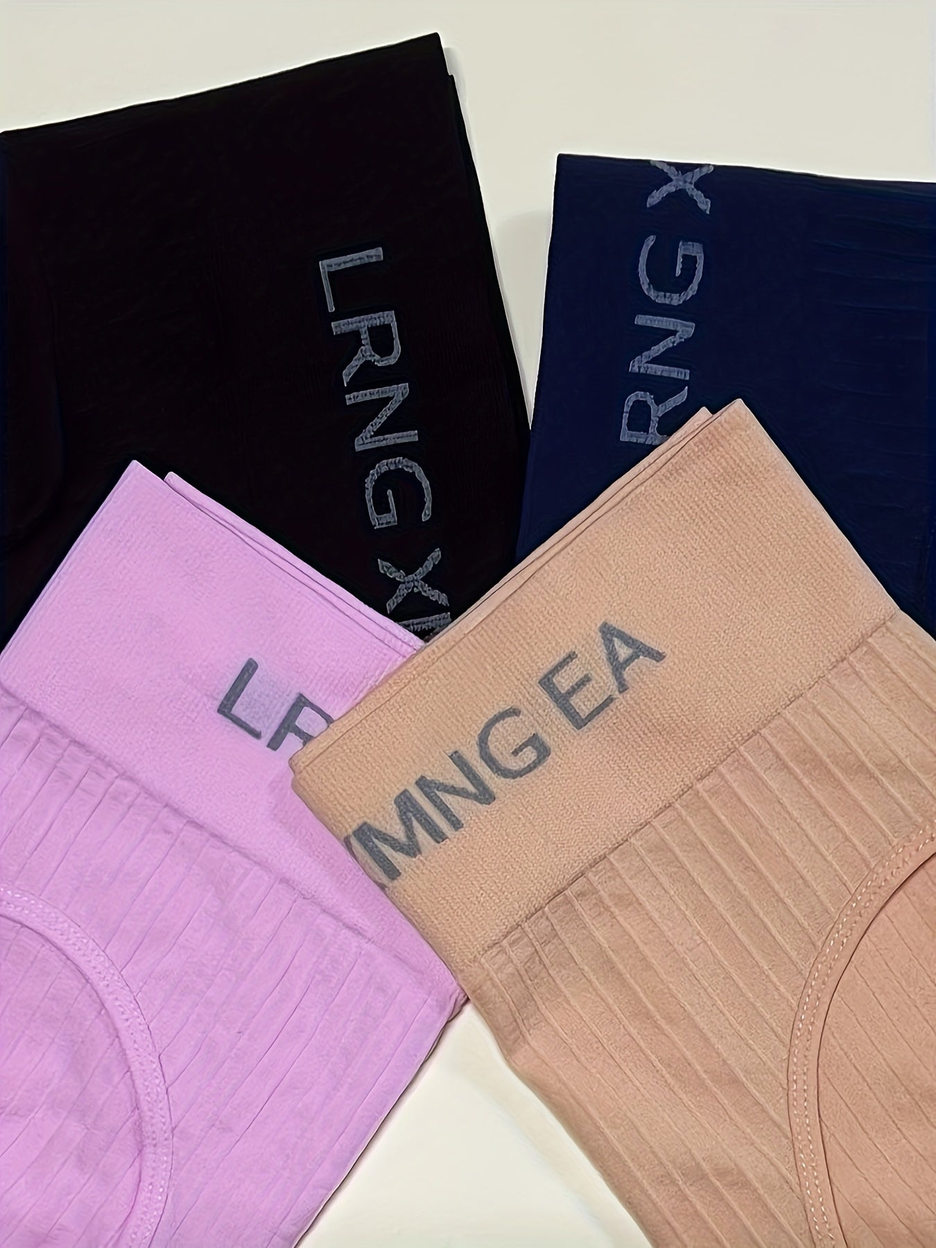 8 Pcs Women's Sporty Rib Knit Letter Print High Waisted Absorbent Breathable Butt Lifting Panties