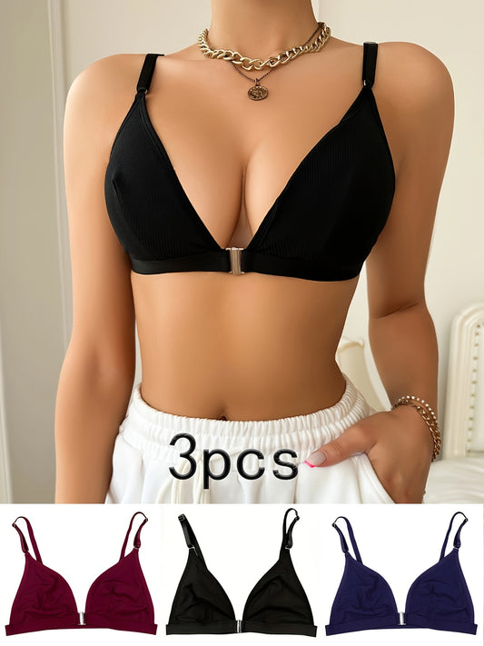 3-teiliger, fester Frontverschluss, kabellos, Cami-Push-Up-BH – bequeme, elegante Damenunterwäsche